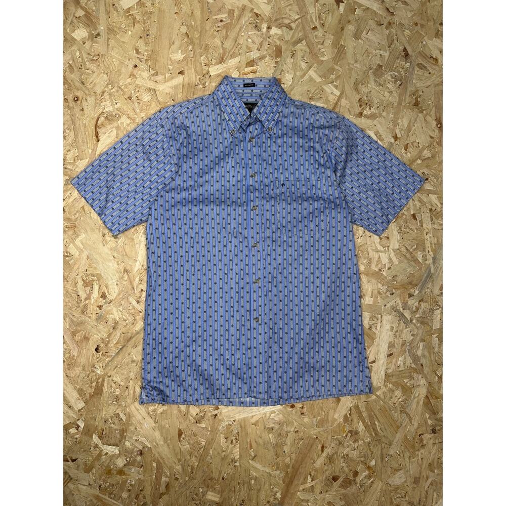 Fernando Pena Men Blue Short Sleeve Button Down Shirt Sz M